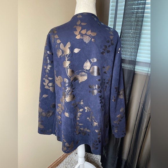 Soft Surroundings Navy Blue Metallic Blazer Cardigan Size Large - Picture 2 of 6